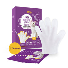 Load image into Gallery viewer, PETKKA Waterless 1-MIN No Rinse Grooming Cleaning Bathing Gloves for Cat - Tearless. Removes Dandruff. The Ideal Bathing Your Pet Dog Cat. Dry Clean without Shampoo and Wipes (6 individual packs)