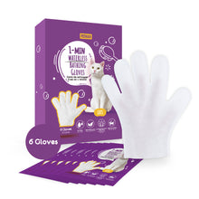 Load image into Gallery viewer, PETKKA Waterless 1-MIN No Rinse Grooming Cleaning Bathing Gloves for Cat - Tearless. Removes Dandruff. The Ideal Bathing Your Pet Dog Cat. Dry Clean without Shampoo and Wipes (6 individual packs)