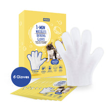 Load image into Gallery viewer, PETKKA Waterless 1-min No Rinse Grooming Cleaning Bathing Gloves for Cat, Kitten, Rabbit, Guinea Pig - Tearless. Removes Dandruff. Dry Clean without Shampoo and Wipes  (6 individual packs)