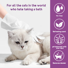 Load image into Gallery viewer, PETKKA Waterless 1-MIN No Rinse Grooming Cleaning Bathing Gloves for Cat - Tearless. Removes Dandruff. The Ideal Bathing Your Pet Dog Cat. Dry Clean without Shampoo and Wipes (6 individual packs)