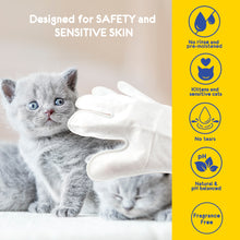 Load image into Gallery viewer, PETKKA Waterless 1-min No Rinse Grooming Cleaning Bathing Gloves for Cat, Kitten, Rabbit, Guinea Pig - Tearless. Removes Dandruff. Dry Clean without Shampoo and Wipes  (6 individual packs)