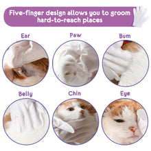 Load image into Gallery viewer, PETKKA Waterless 1-MIN No Rinse Grooming Cleaning Bathing Gloves for Cat - Tearless. Removes Dandruff. The Ideal Bathing Your Pet Dog Cat. Dry Clean without Shampoo and Wipes (6 individual packs)