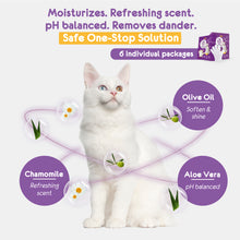 Load image into Gallery viewer, PETKKA Waterless 1-MIN No Rinse Grooming Cleaning Bathing Gloves for Cat - Tearless. Removes Dandruff. The Ideal Bathing Your Pet Dog Cat. Dry Clean without Shampoo and Wipes (6 individual packs)