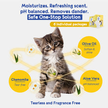 Load image into Gallery viewer, PETKKA Waterless 1-min No Rinse Grooming Cleaning Bathing Gloves for Cat, Kitten, Rabbit, Guinea Pig - Tearless. Removes Dandruff. Dry Clean without Shampoo and Wipes  (6 individual packs)