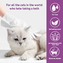 Load image into Gallery viewer, PETKKA Waterless 1-MIN No Rinse Grooming Cleaning Bathing Gloves for Cat - Tearless. Removes Dandruff. The Ideal Bathing Your Pet Dog Cat. Dry Clean without Shampoo and Wipes (6 individual packs)
