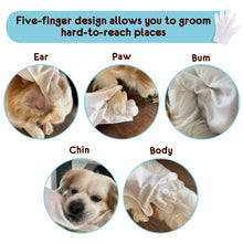 Load image into Gallery viewer, PETKKA Waterless 1-min No Rinse Grooming Cleaning Bathing Gloves for Dog - Tearless. Removes Dandruff. Dry Clean without Shampoo and Wipes (6 individual packs)
