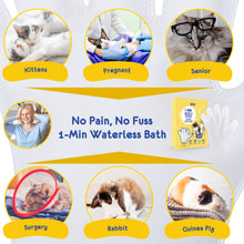 Load image into Gallery viewer, PETKKA Waterless 1-min No Rinse Grooming Cleaning Bathing Gloves for Cat, Kitten, Rabbit, Guinea Pig - Tearless. Removes Dandruff. Dry Clean without Shampoo and Wipes  (6 individual packs)
