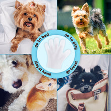 Load image into Gallery viewer, PETKKA Waterless 1-min No Rinse Grooming Cleaning Bathing Gloves for Dog - Tearless. Removes Dandruff. Dry Clean without Shampoo and Wipes (6 individual packs)
